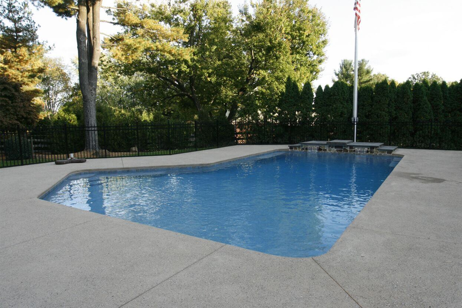 renovated pool with farm house setting