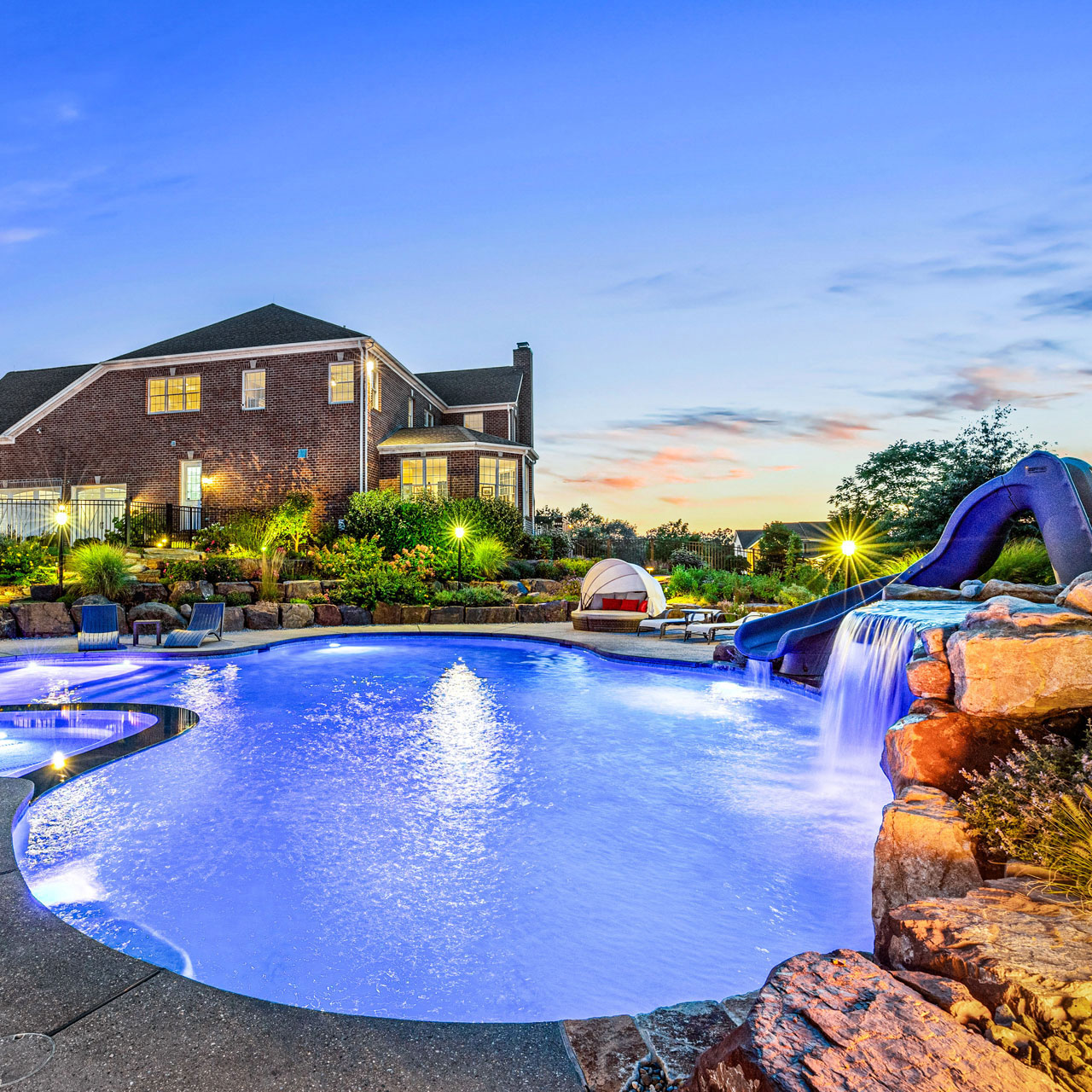 Crystal-clear waters in a bespoke luxury pool design